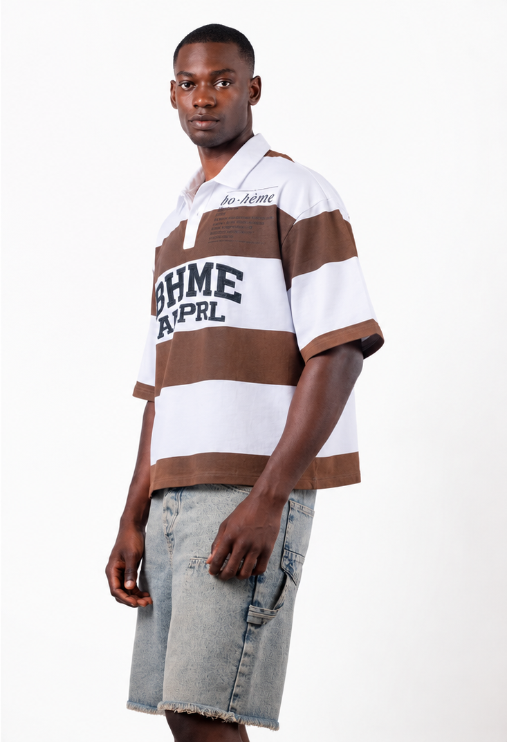 BHME 'BRANDED' RUGBY TOP (Brown & White)